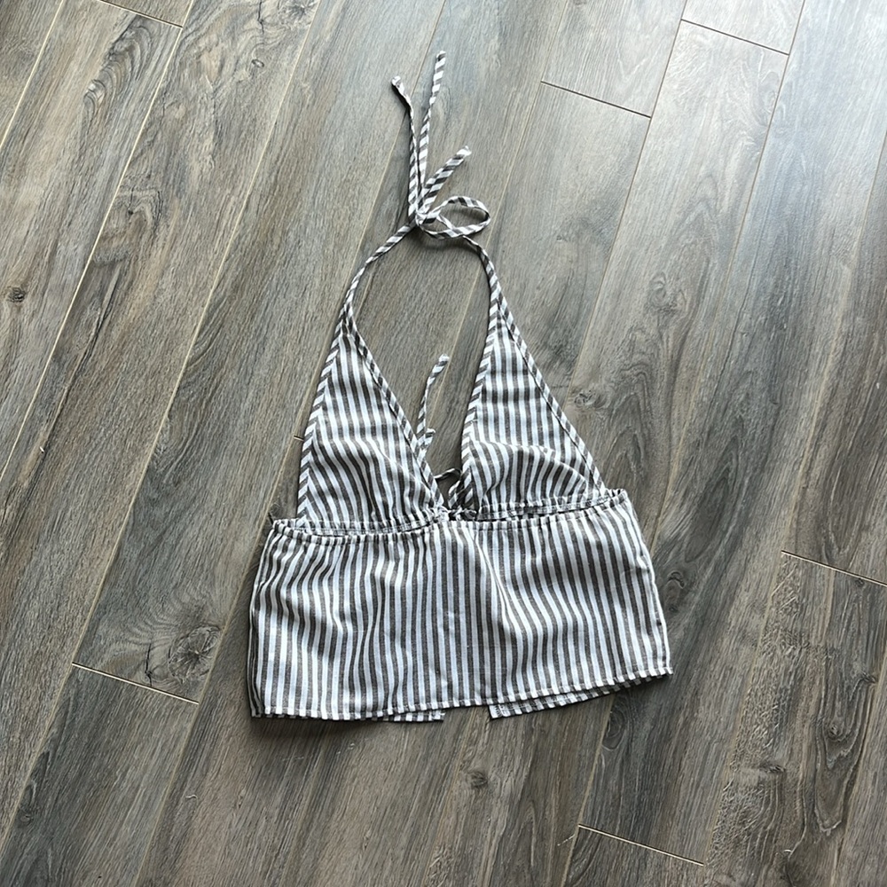 🤎3/$22🤎 NWOT SHEIN Brown and White Halter Tank Top - Picture 3 of 4